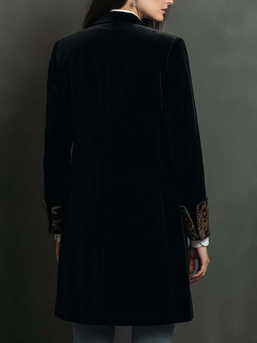 Schwarzer Figurbetonter Barock-Blazer mit Revers