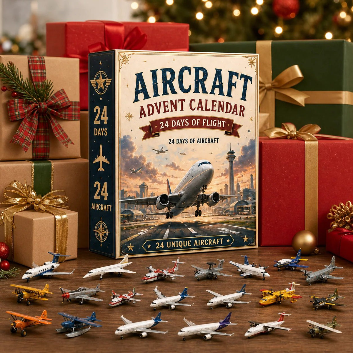 Adventskalender mit Flugzeugen für Kinder 2026 — 24 Flugzeuge und Jets