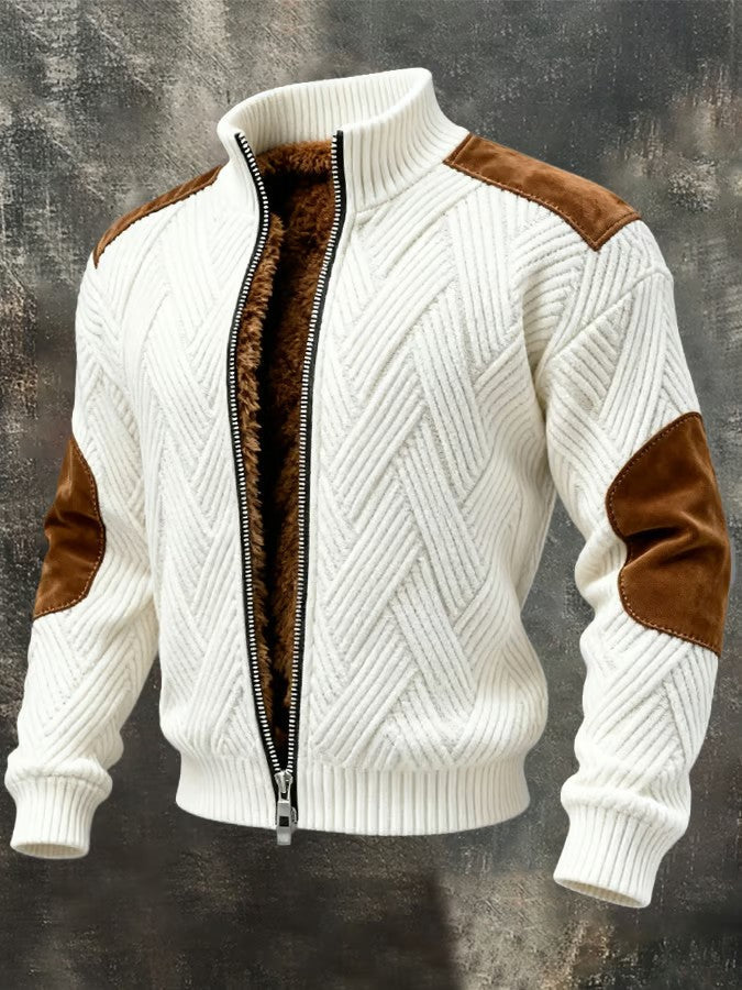 Gestrickte Strickjacke mit Reißverschluss und Sherpa-Futter