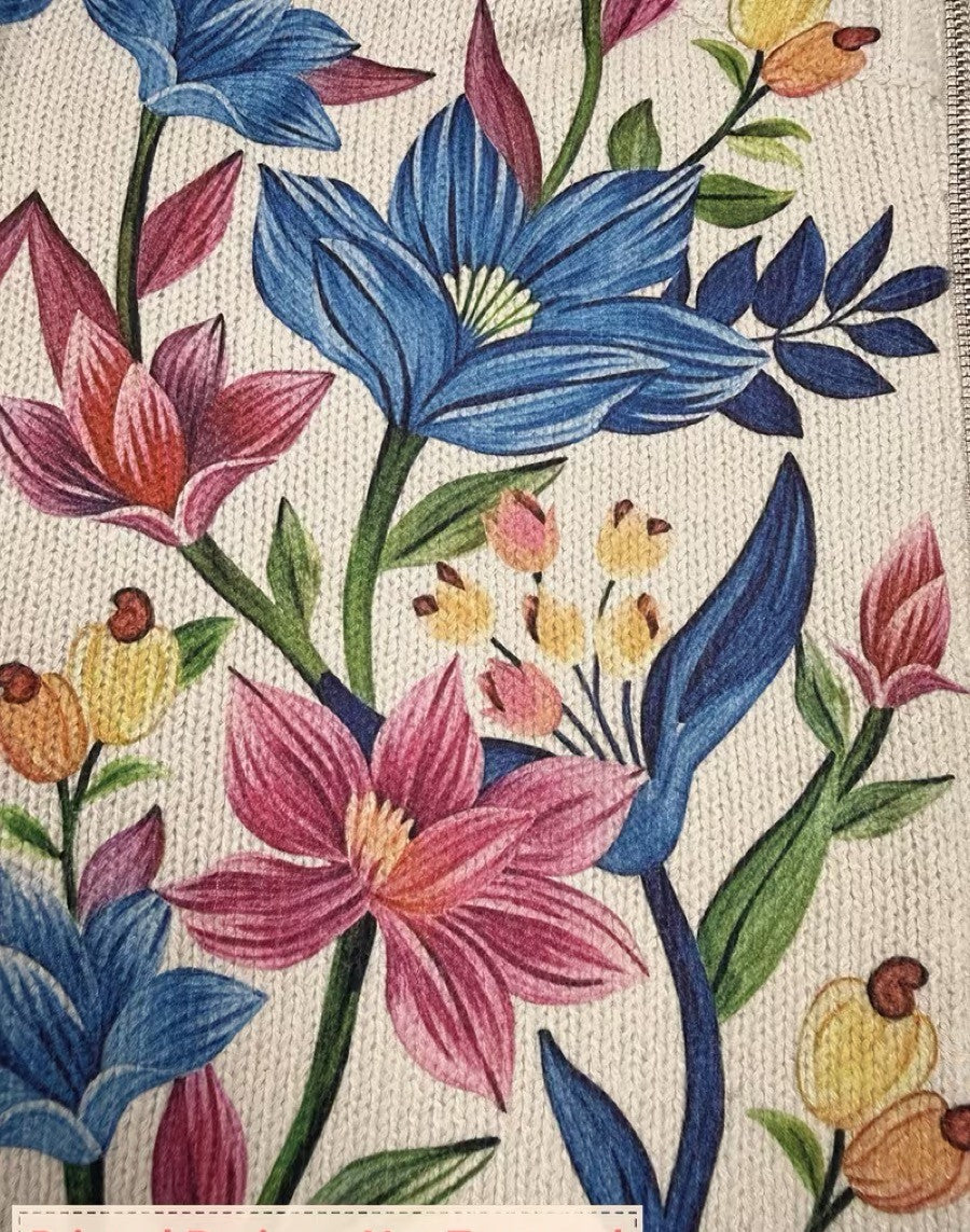 Reißverschluss-Strickjacke mit Botanischem Garten
