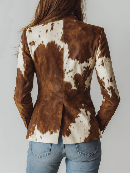 Retro-Blazer mit Leoparden-Muster