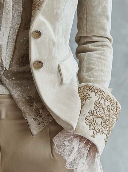 Bestickter Elfenbein-Blazer