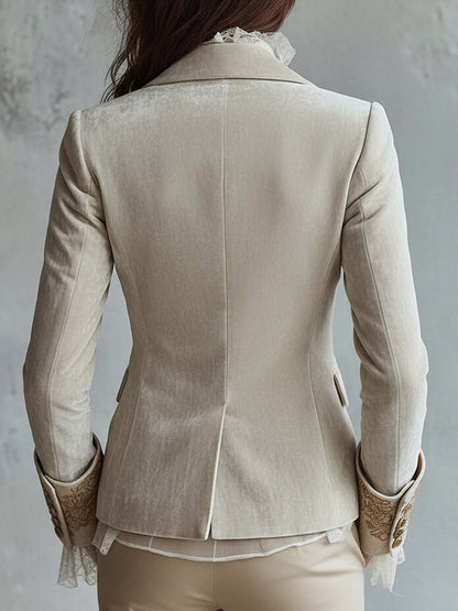 Bestickter Elfenbein-Blazer