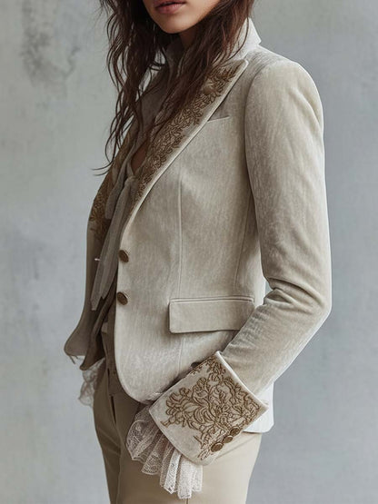 Bestickter Elfenbein-Blazer
