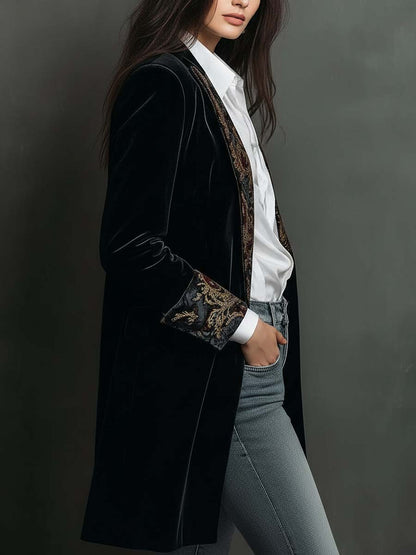 Schwarzer Figurbetonter Barock-Blazer mit Revers