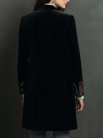 Schwarzer Figurbetonter Barock-Blazer mit Revers
