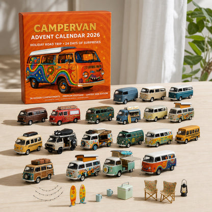 Adventskalender mit Campingbussen für Kinder 2026 — 24 Retro-Busse