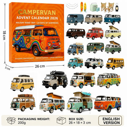 Adventskalender mit Campingbussen für Kinder 2026 — 24 Retro-Busse