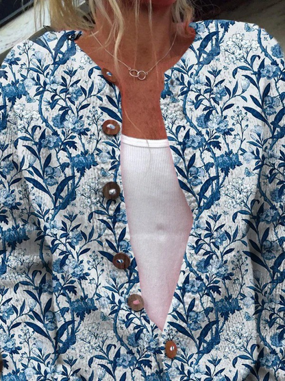 Strickjacke mit Knöpfen – Blumen Vintage III