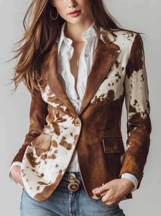 Retro-Blazer mit Leoparden-Muster