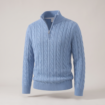 Zopfmuster-Pullover mit Reißverschluss