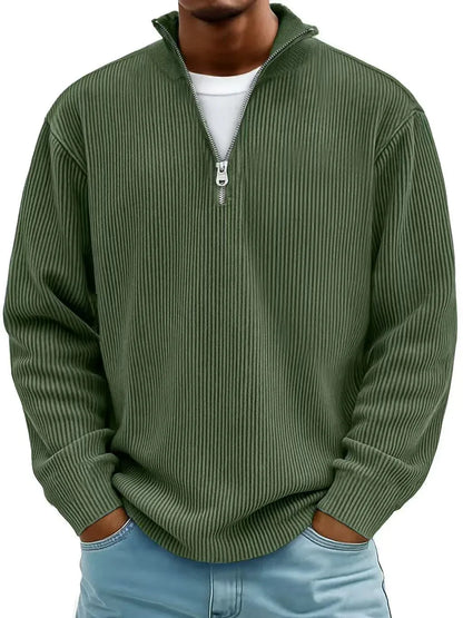 Baumwollpullover mit Kurzem Reißverschluss