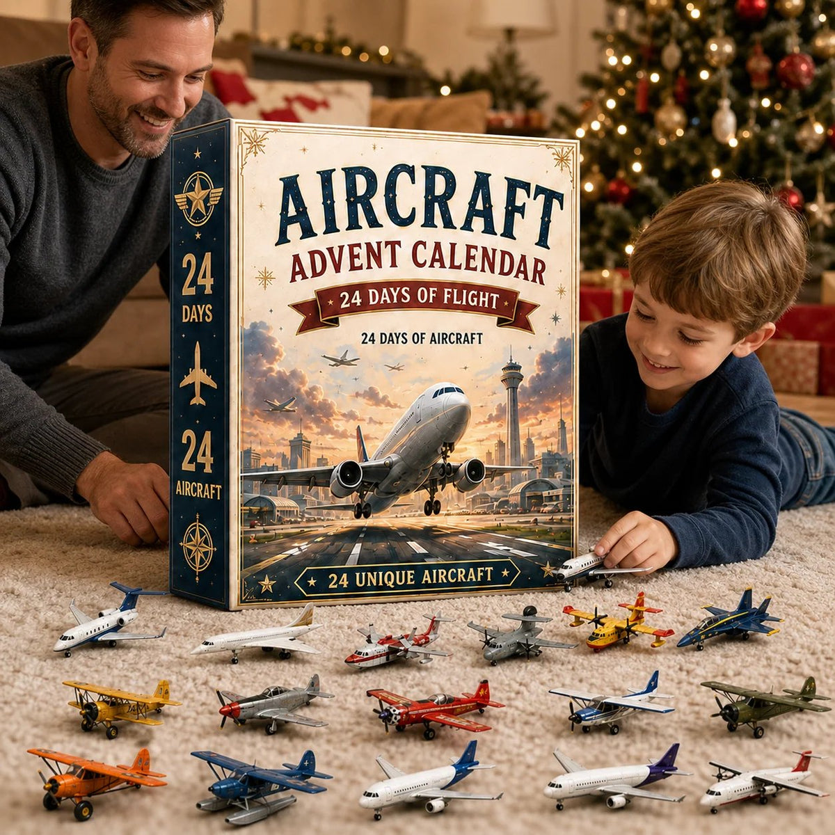 Adventskalender mit Flugzeugen für Kinder 2026 — 24 Flugzeuge und Jets