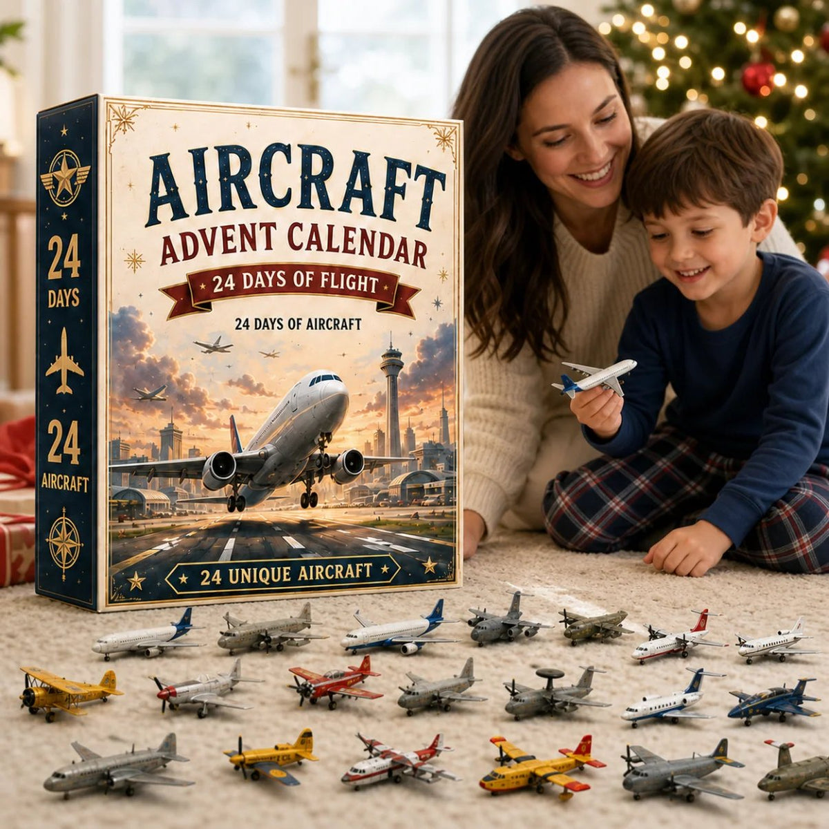 Adventskalender mit Flugzeugen für Kinder 2026 — 24 Flugzeuge und Jets