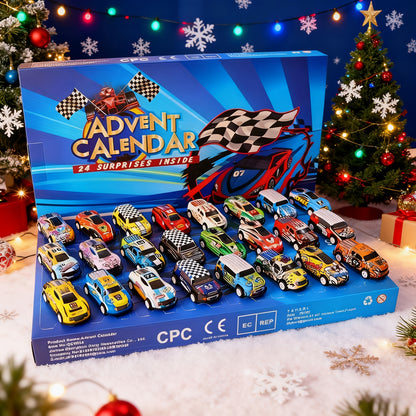 Adventskalender mit Rennautos für Kinder 2026 — 24 Rennwagen