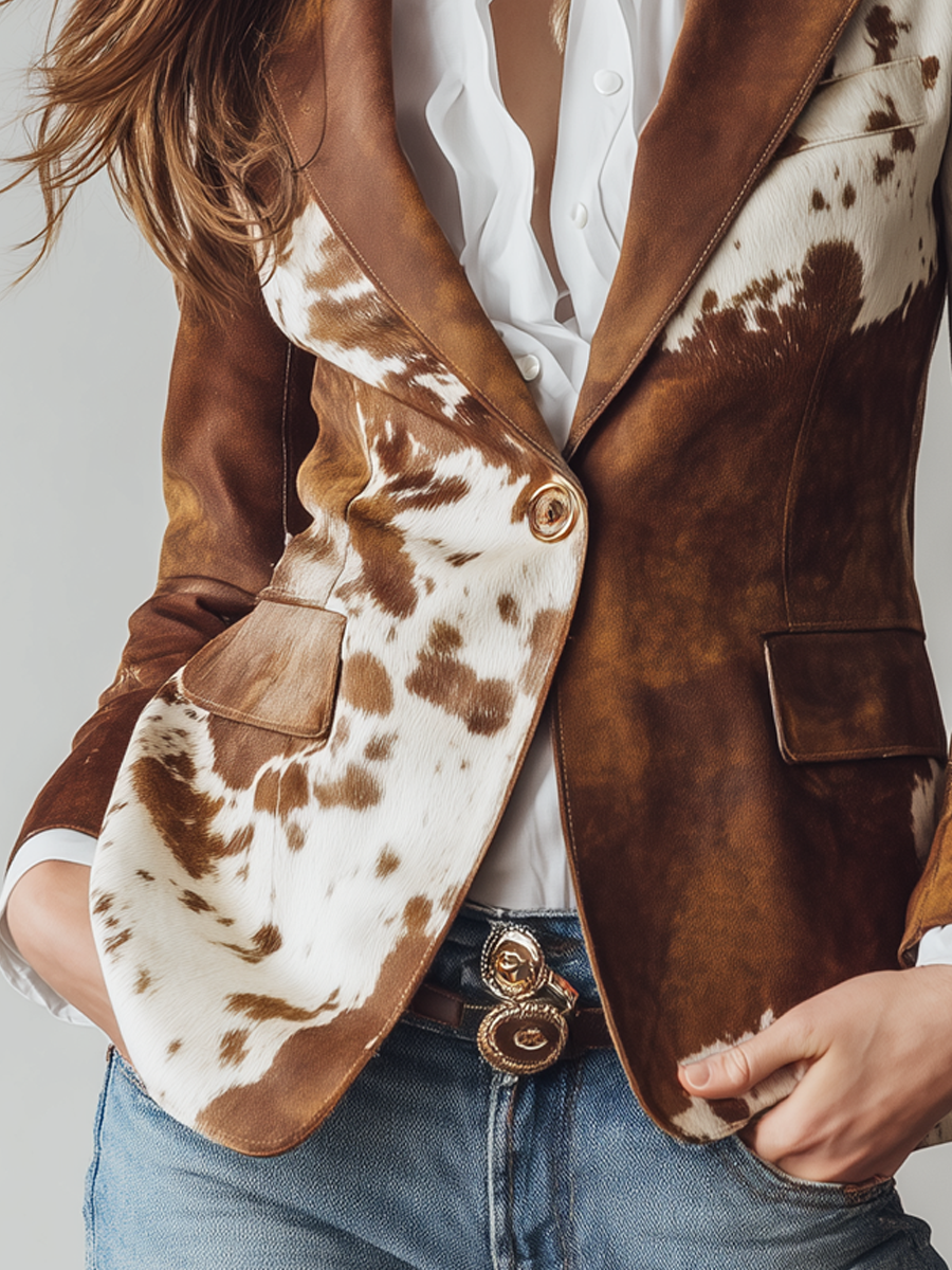 Retro-Blazer mit Leoparden-Muster