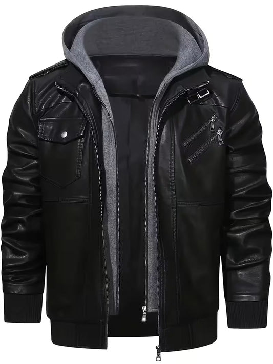 Kapuzenjacke aus Kunstleder