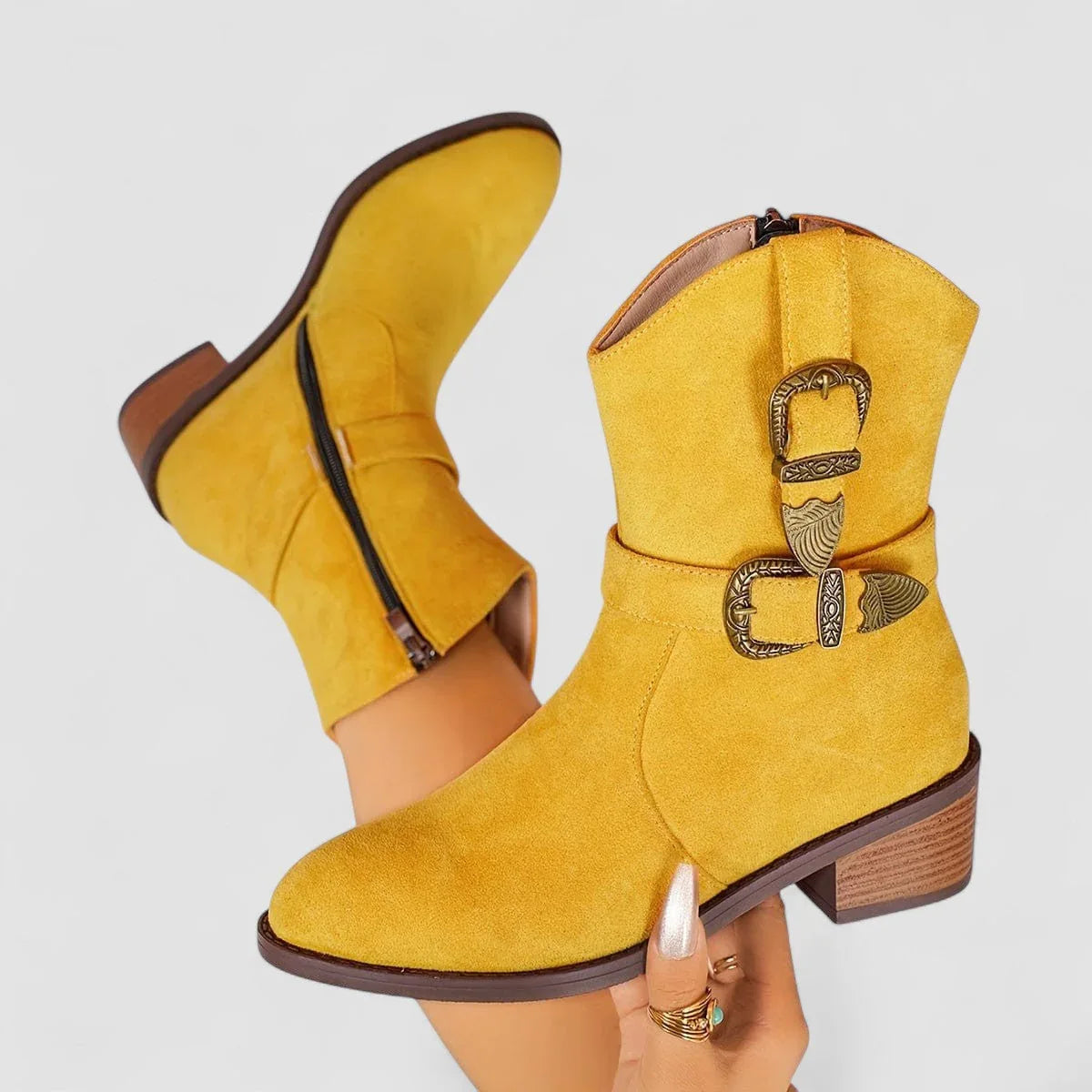 Orthopädische Western-Stiefel – Gelb