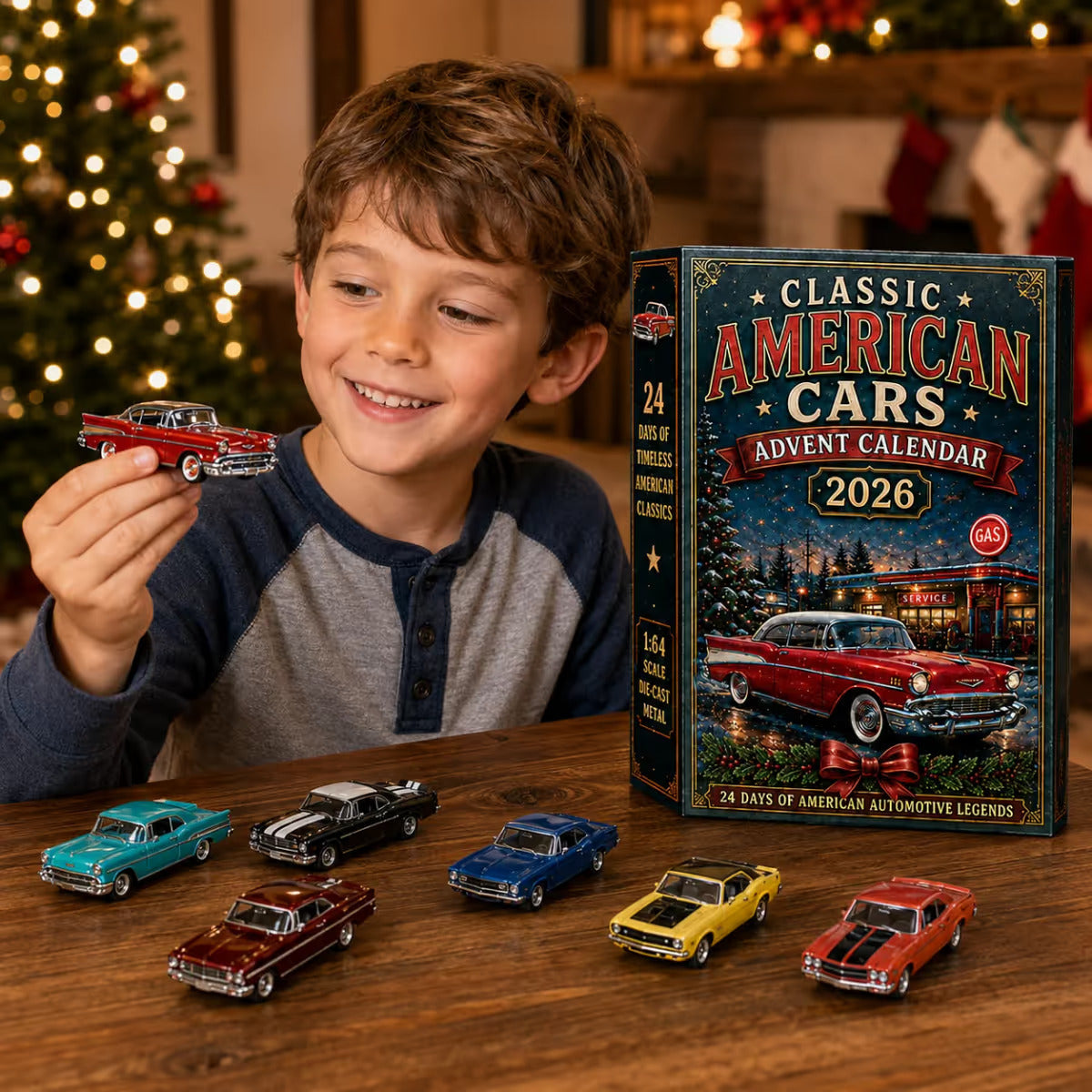 Adventskalender mit Autos für Kinder 2026 — 24 Klassische Fahrzeuge