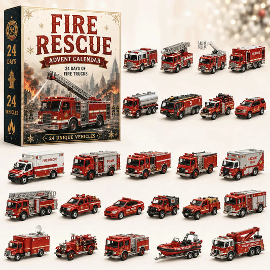 Adventskalender mit Feuerwehrfahrzeugen für Kinder 2026 — 24 Feuerwehrautos