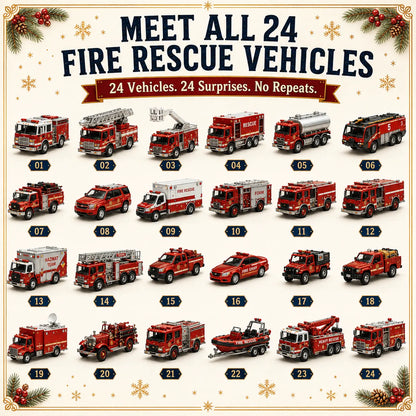 Adventskalender mit Feuerwehrfahrzeugen für Kinder 2026 — 24 Feuerwehrautos