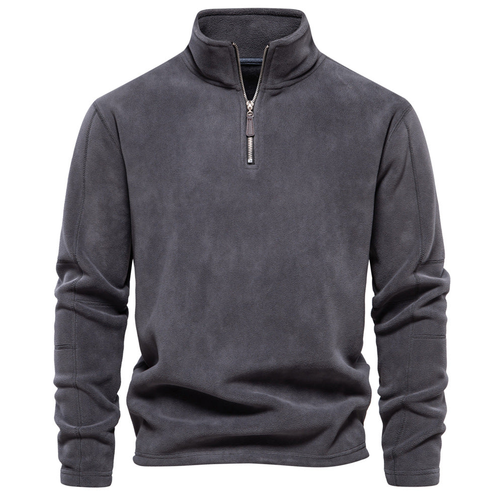 Fleece-Pullover mit Reißverschluss und Stehkragen