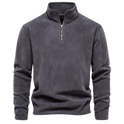 Fleece-Pullover mit Reißverschluss und Stehkragen