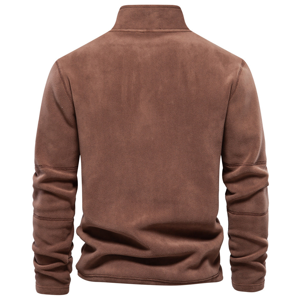 Fleece-Pullover mit Reißverschluss und Stehkragen