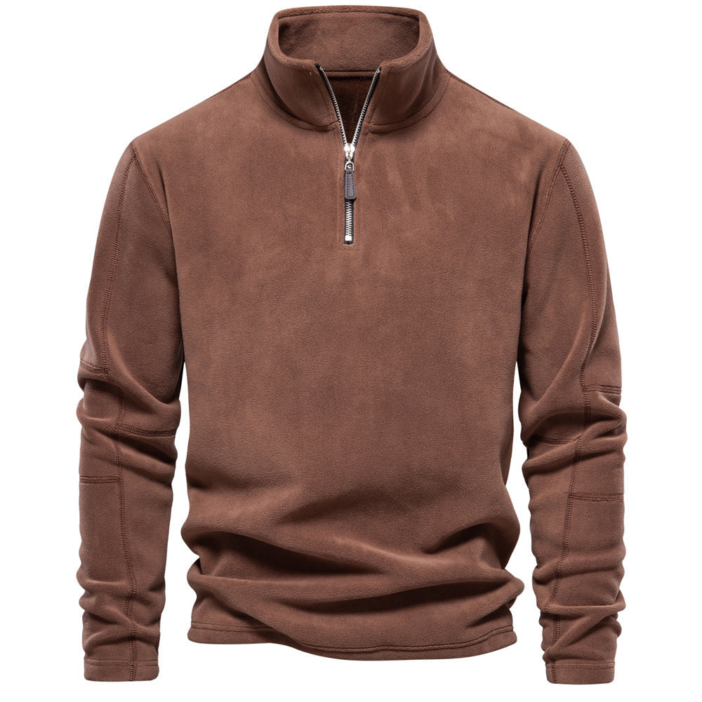 Fleece-Pullover mit Reißverschluss und Stehkragen