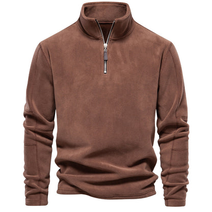 Fleece-Pullover mit Reißverschluss und Stehkragen