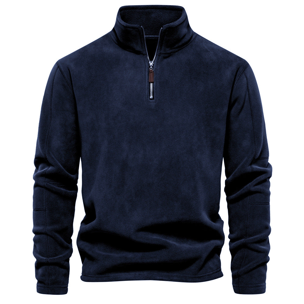 Fleece-Pullover mit Reißverschluss und Stehkragen