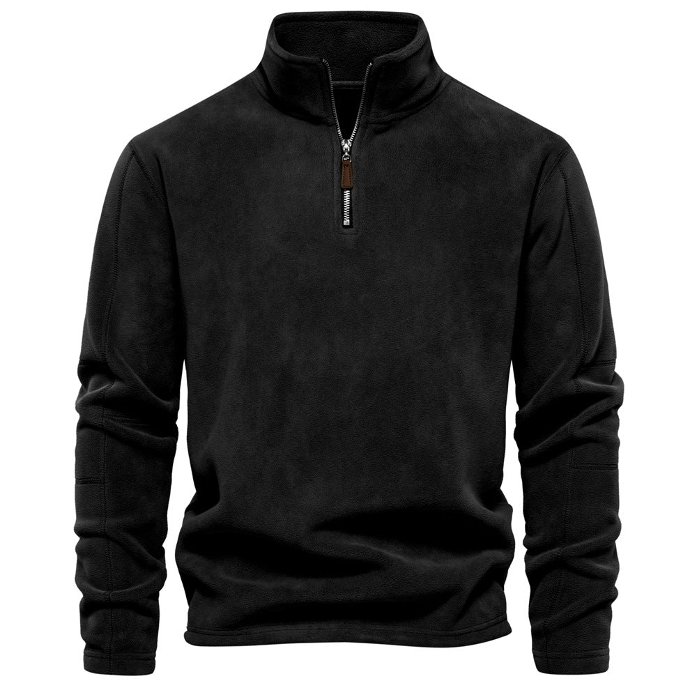 Fleece-Pullover mit Reißverschluss und Stehkragen