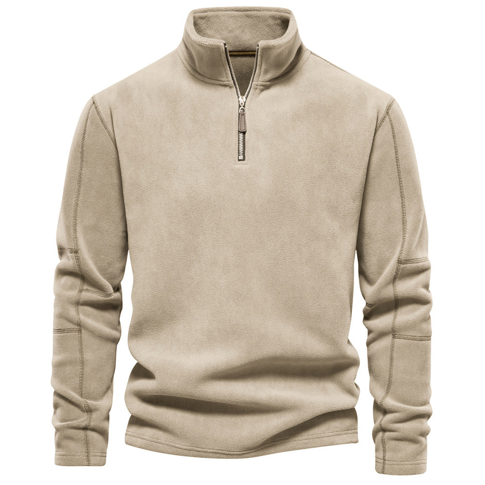 Fleece-Pullover mit Reißverschluss und Stehkragen
