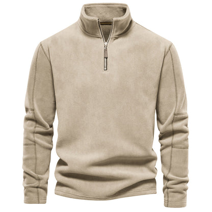 Fleece-Pullover mit Reißverschluss und Stehkragen