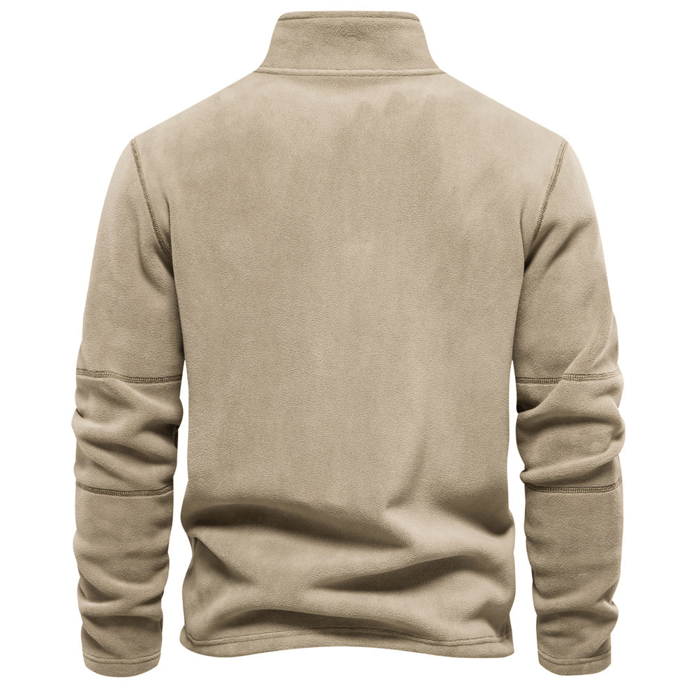 Fleece-Pullover mit Reißverschluss und Stehkragen