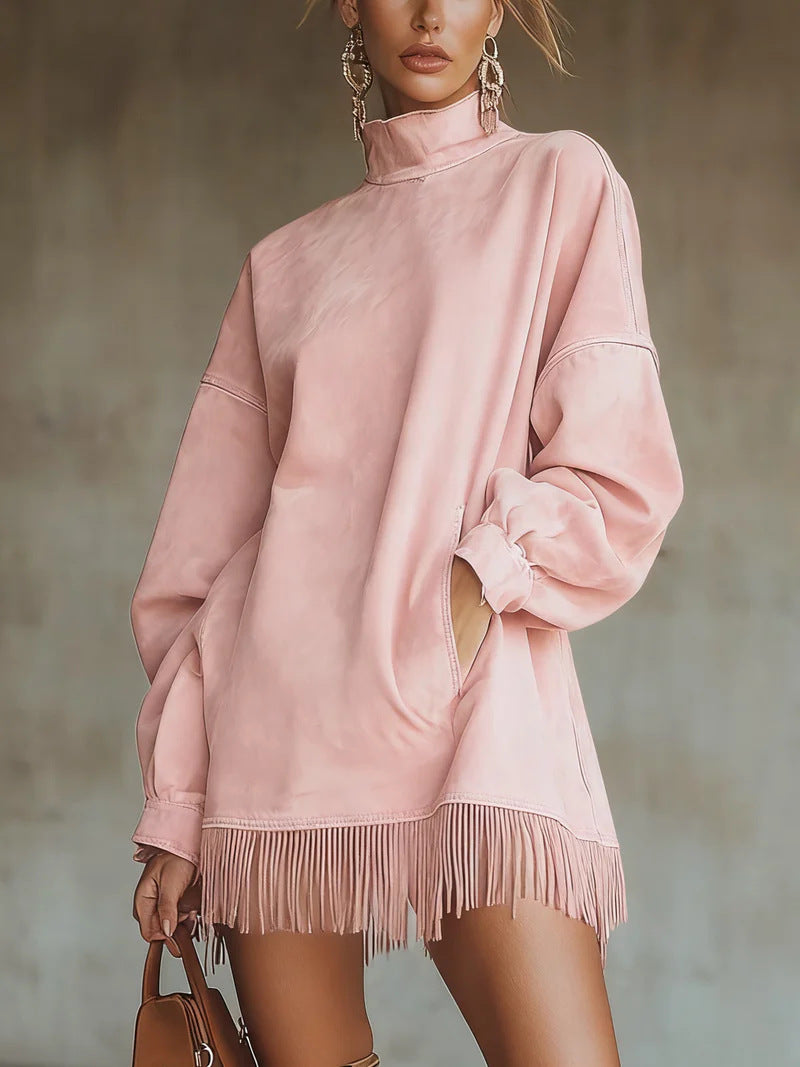 Suede™ | Βελούδινο Φόρεμα Ρετρό με Κρόσσια και Τσέπες