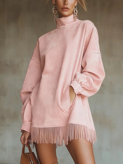 Suede™ | Βελούδινο Φόρεμα Ρετρό με Κρόσσια και Τσέπες