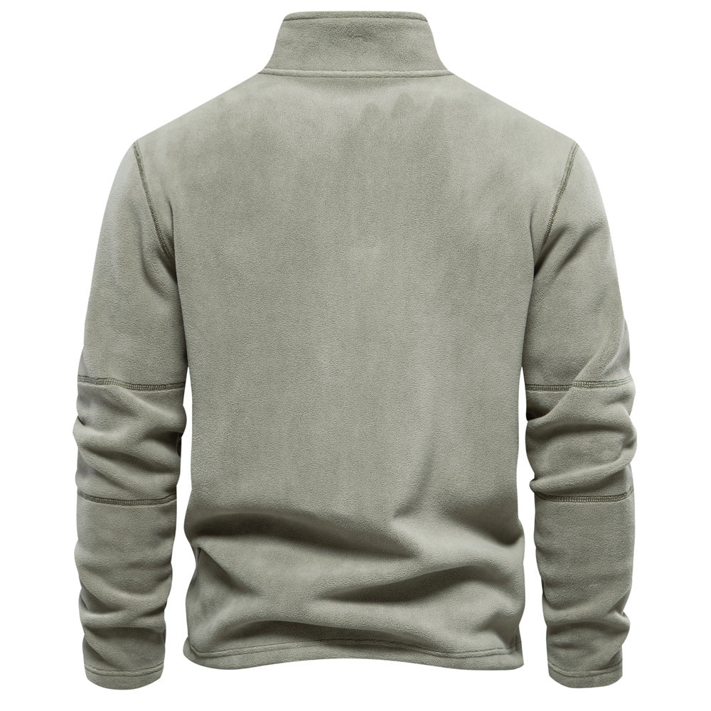Fleece-Pullover mit Reißverschluss und Stehkragen