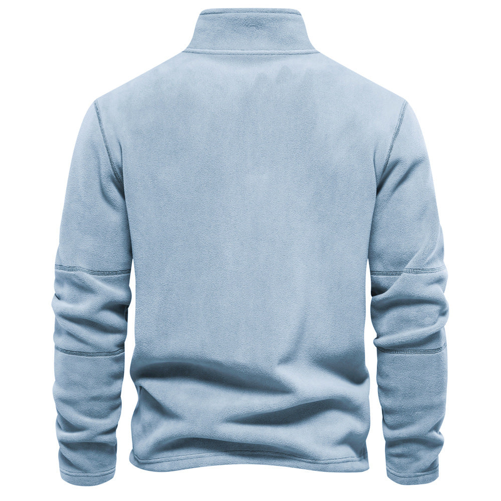 Fleece-Pullover mit Reißverschluss und Stehkragen