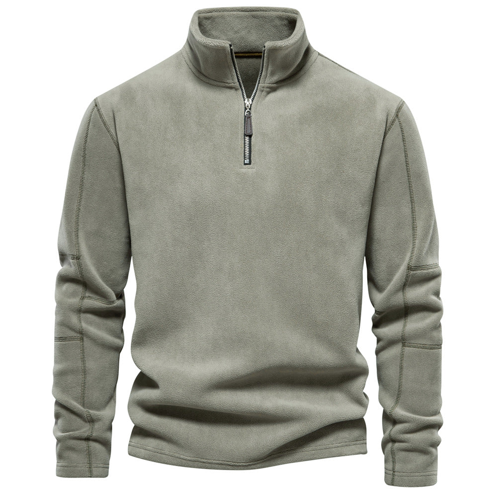 Fleece-Pullover mit Reißverschluss und Stehkragen