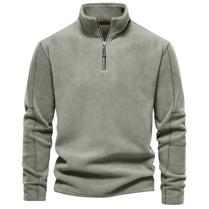 Fleece-Pullover mit Reißverschluss und Stehkragen