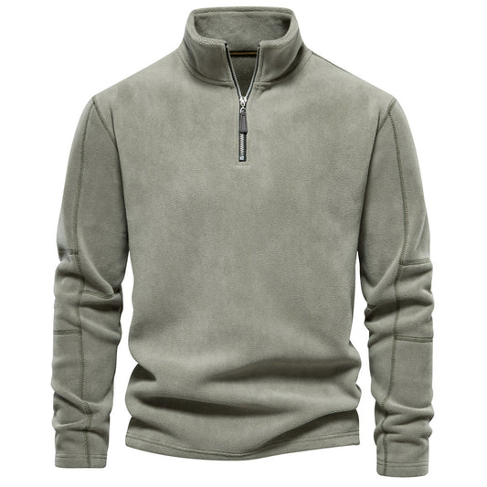 Fleece-Pullover mit Reißverschluss und Stehkragen