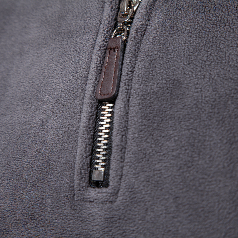 Fleece-Pullover mit Reißverschluss und Stehkragen