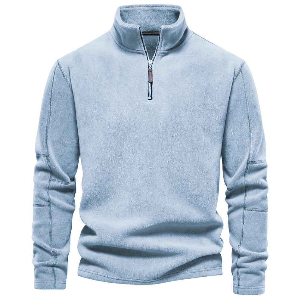 Fleece-Pullover mit Reißverschluss und Stehkragen