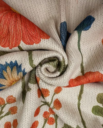 Reißverschluss-Strickjacke mit Wildblumen