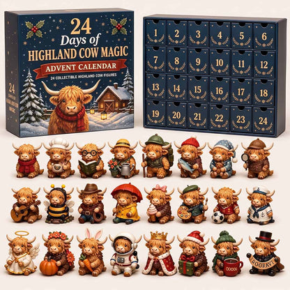 Adventskalender mit Highland-Kühen 2026 — 24 Sammlerfiguren