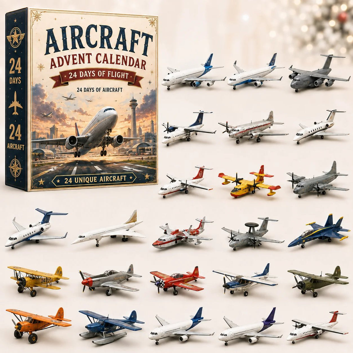 Adventskalender mit Flugzeugen für Kinder 2026 — 24 Flugzeuge und Jets