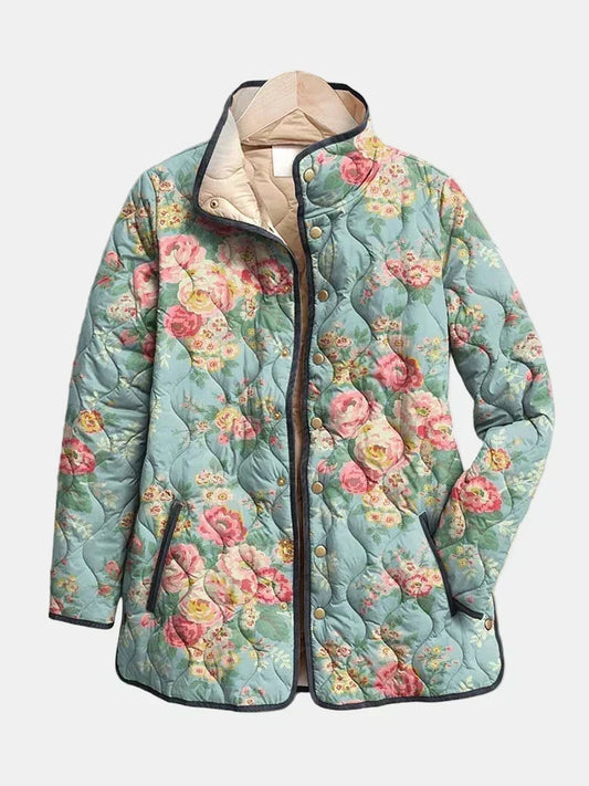 Gesteppte Jacke mit Blumenmuster