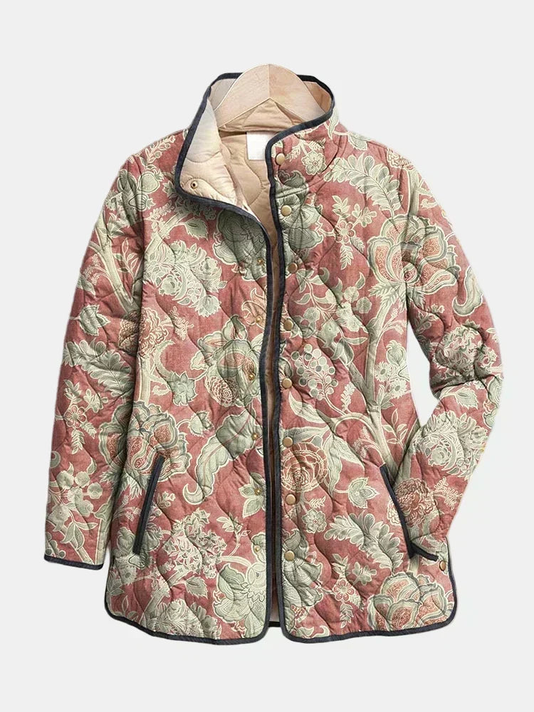 Gesteppte Jacke mit Pudroserosa Blumenmuster