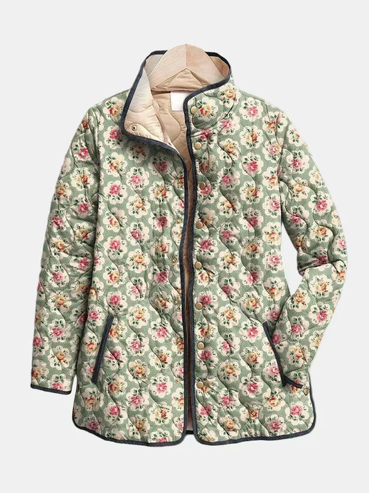 Gesteppte Jacke mit Künstlerischem Blumenmuster